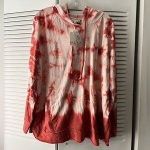 Wonderly Burgundy and White Tie-Dye Hoodie, Size XL, NWT